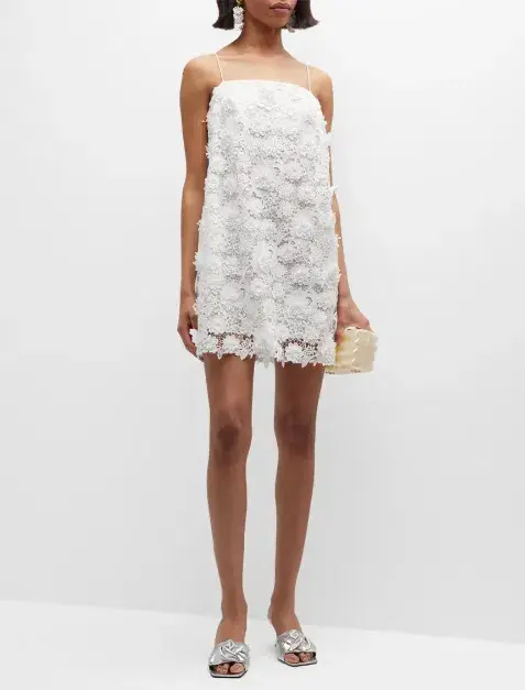 Zimmermann Raie Lace Flower Mini Dress Ivory Size 0 / AU 8 - Image 3
