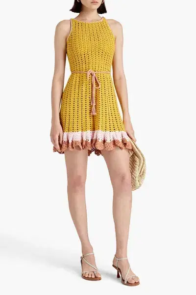 Zimmermann Laurel Ruffled Crochet Cotton Mini Dress Size 1 / AU 10 - Image 1