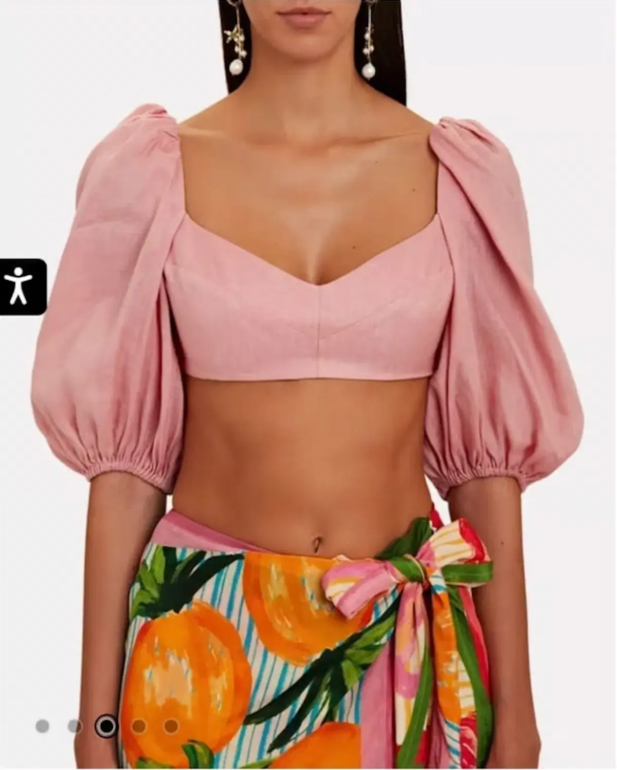 Zimmermann Jeannie Linen Crop Top Pink Size 0P / AU 6 - Image 2