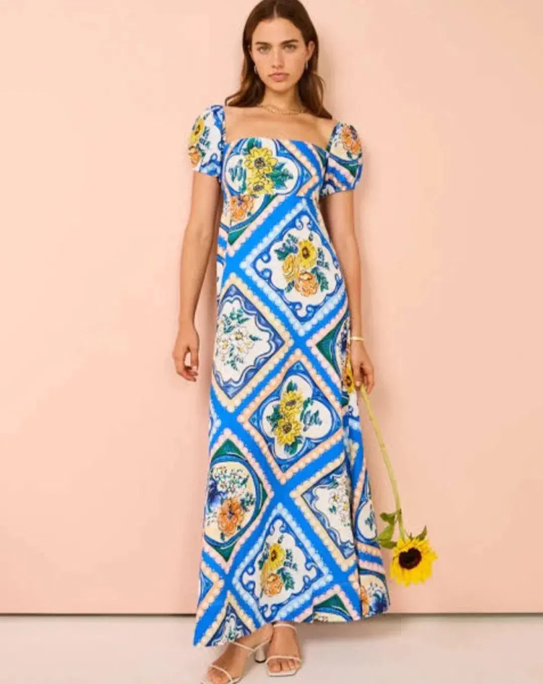 By Nicola Mariposa Maxi Dress in Azure Floral Size 10 - Image 1