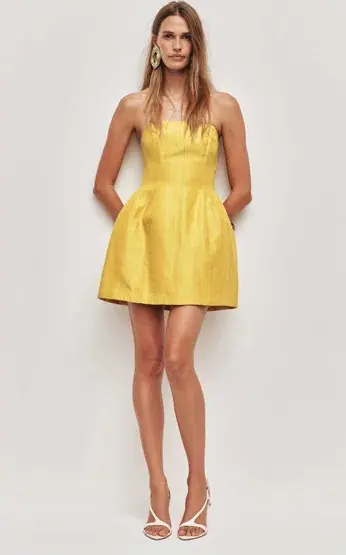 Aje Baret Strapless Mini Dress in Chartreuse Size 12 - Image 1