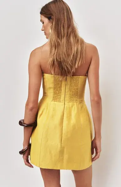 Aje Baret Strapless Mini Dress in Chartreuse Size 12 - Image 2
