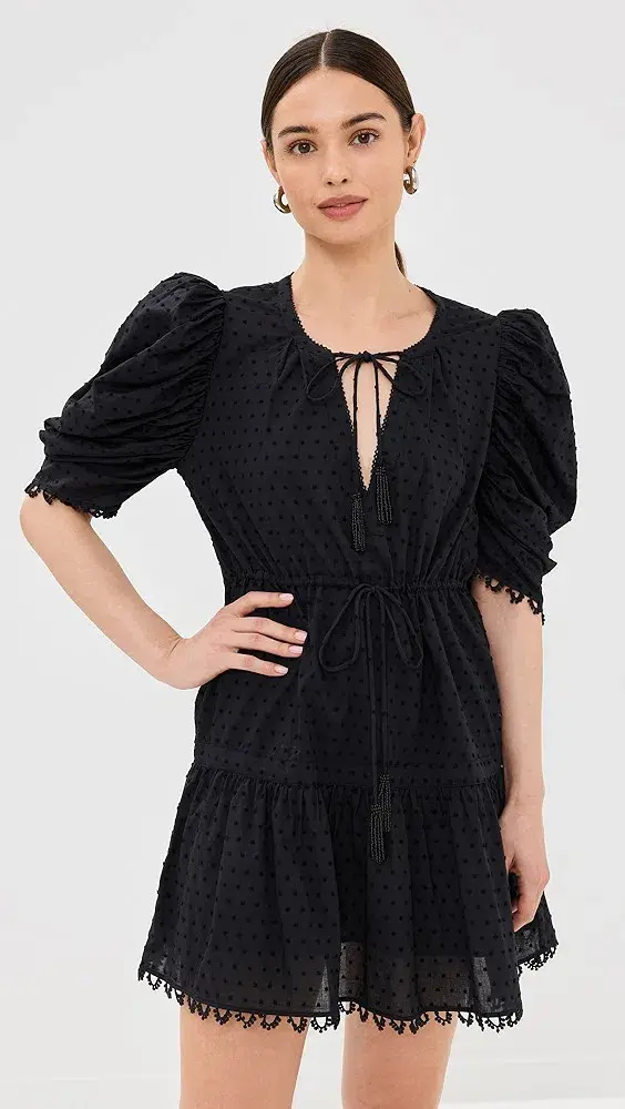 Farm Rio Summer Garden Mini Dress Black Size Small - Image 3