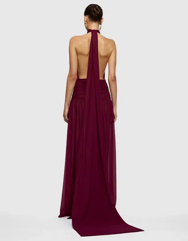 Effie Kats Verity Gown - Burgundy (size 8) - Image 3