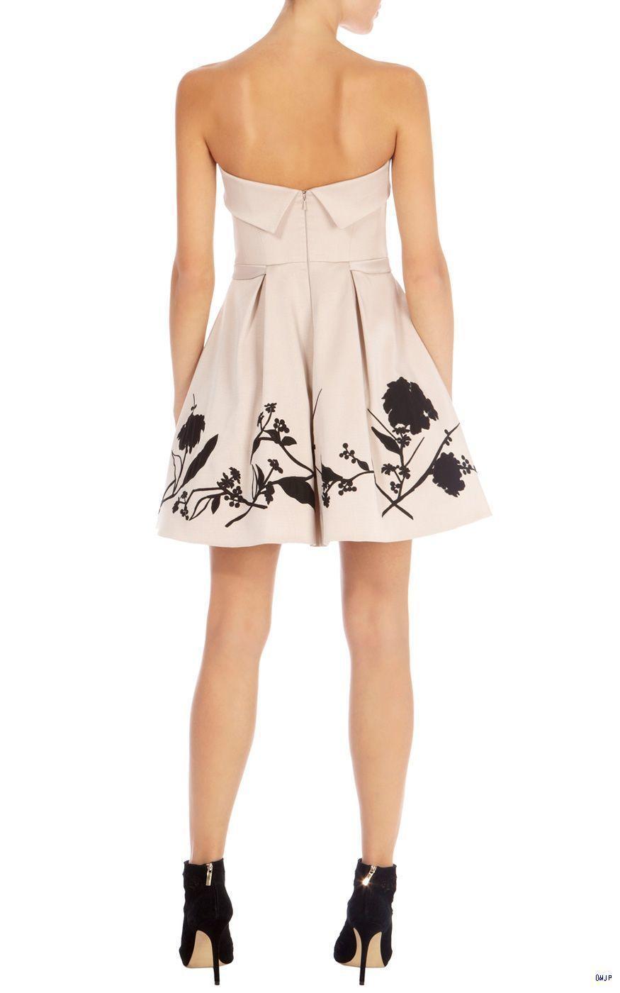 Karen Millen Strapless Placed Flower Mini Dress Size 12  for rent on The Volte - main image