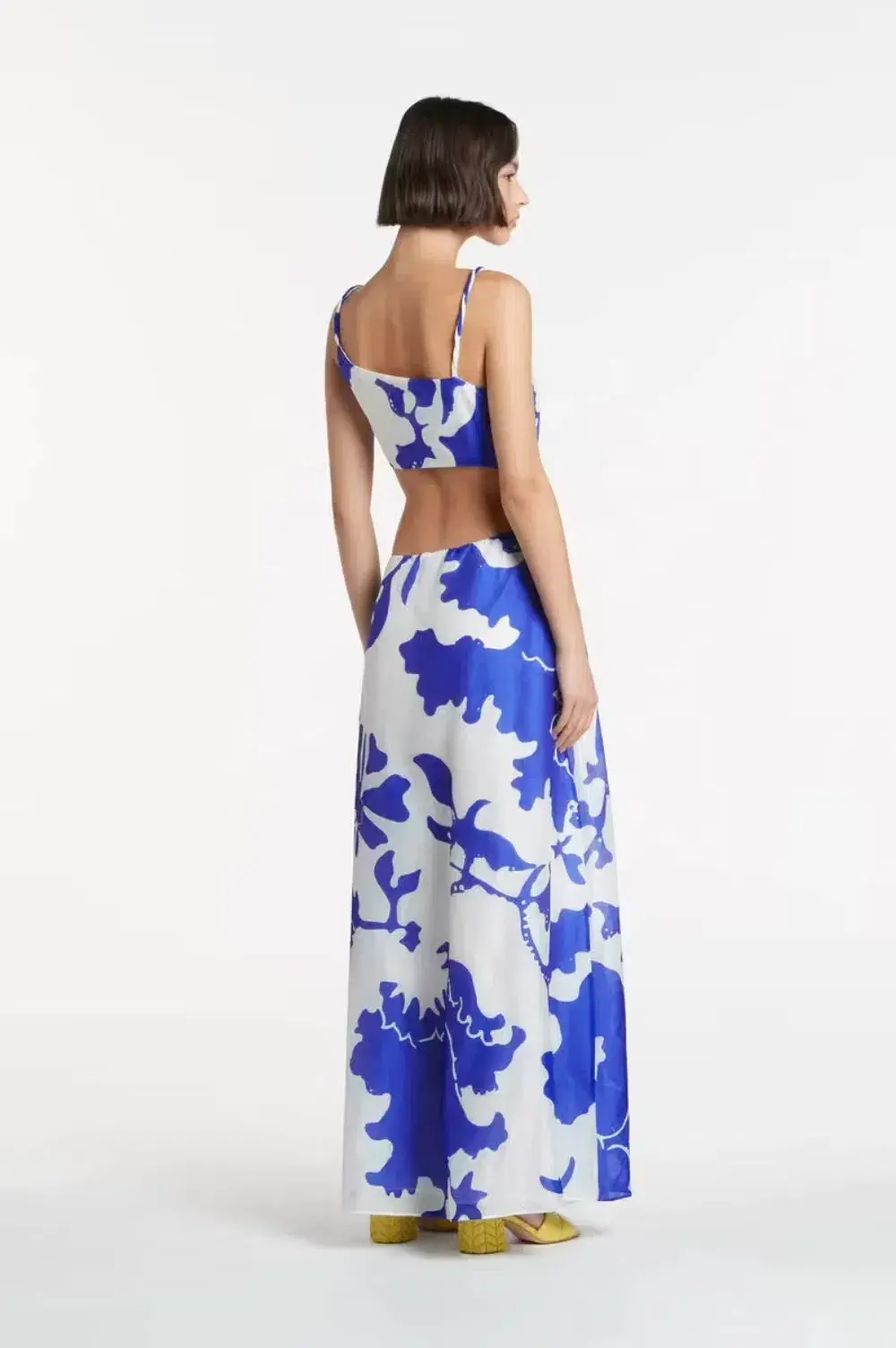Sir The Label - Marlowe Vivi Asymmetric Cut Out Dress Blue Print - Image 2