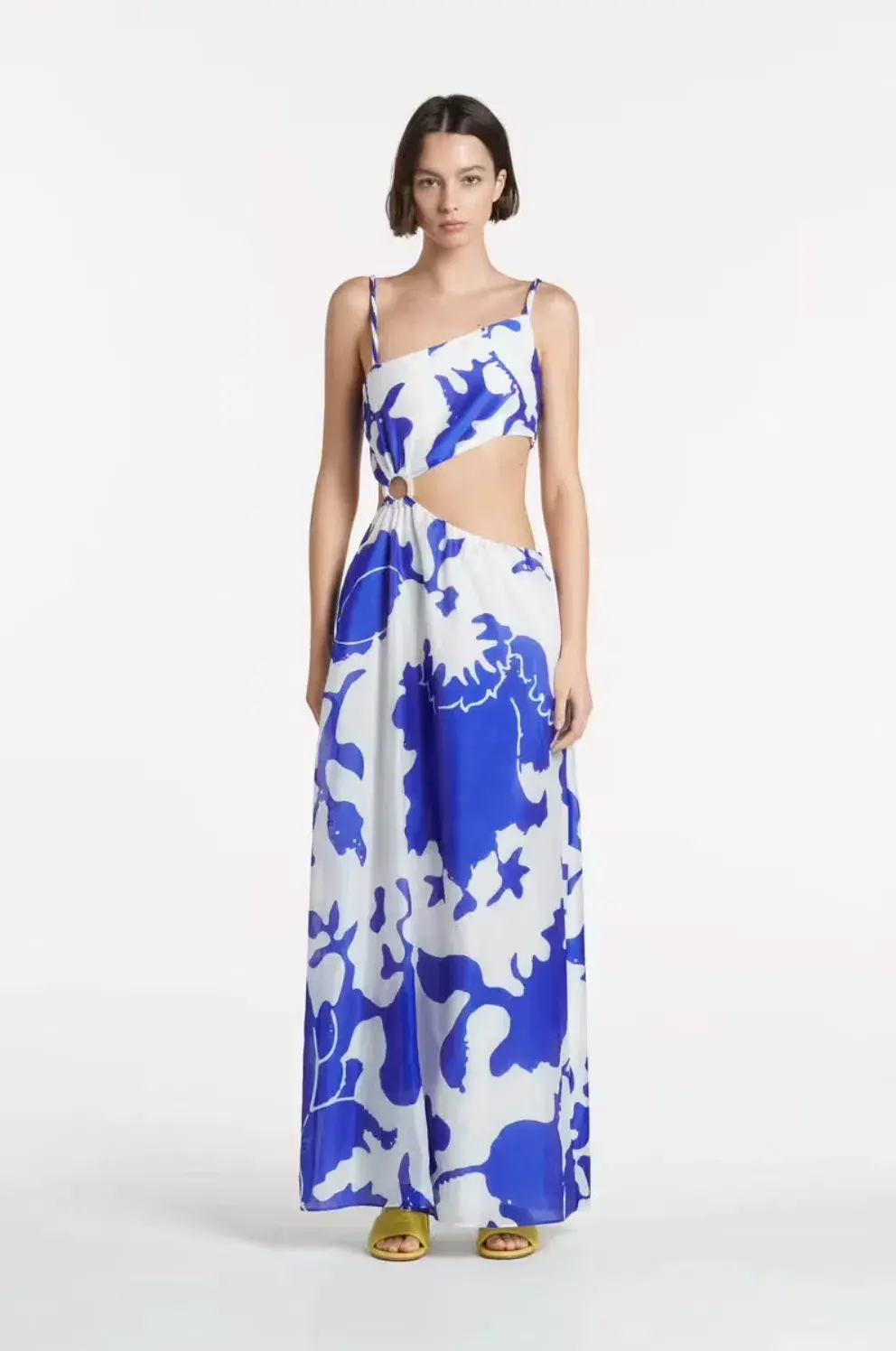 Sir The Label - Marlowe Vivi Asymmetric Cut Out Dress Blue Print - Image 1