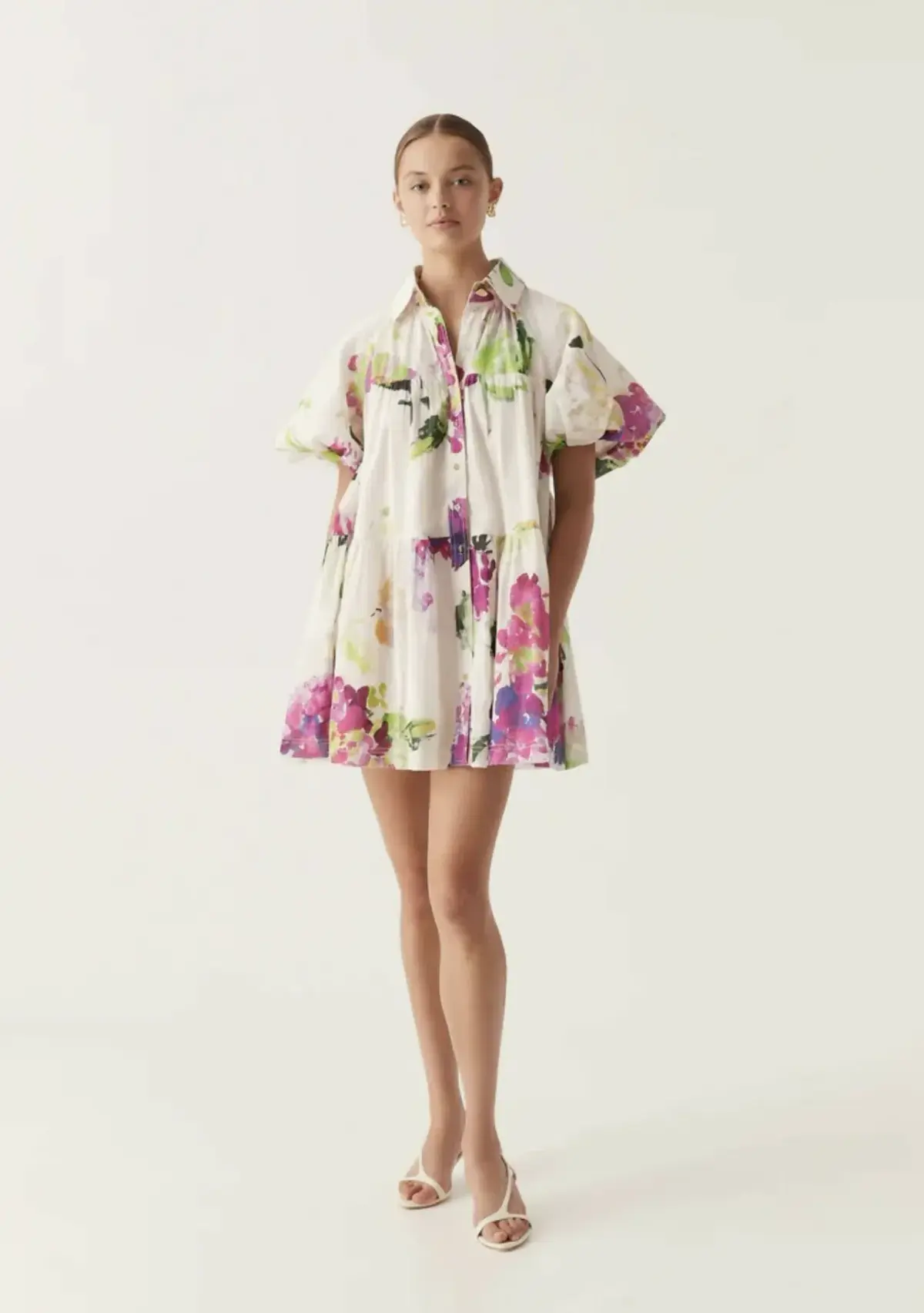 Aje Pablo Smock Mini Puff Sleeve Dress Wild Hydrangea Size 16 - Image 2