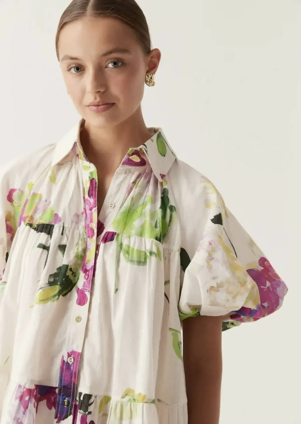 Aje Pablo Smock Mini Puff Sleeve Dress Wild Hydrangea Size 16 - Image 3