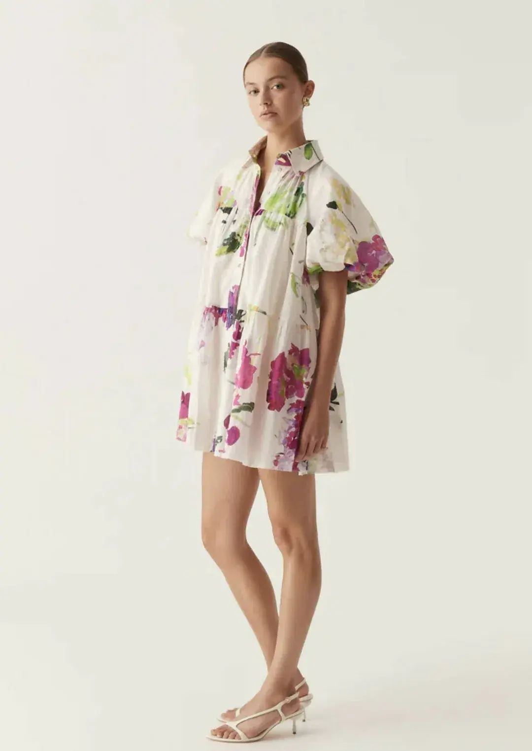 Aje Pablo Smock Mini Puff Sleeve Dress Wild Hydrangea Size 16 - Image 4