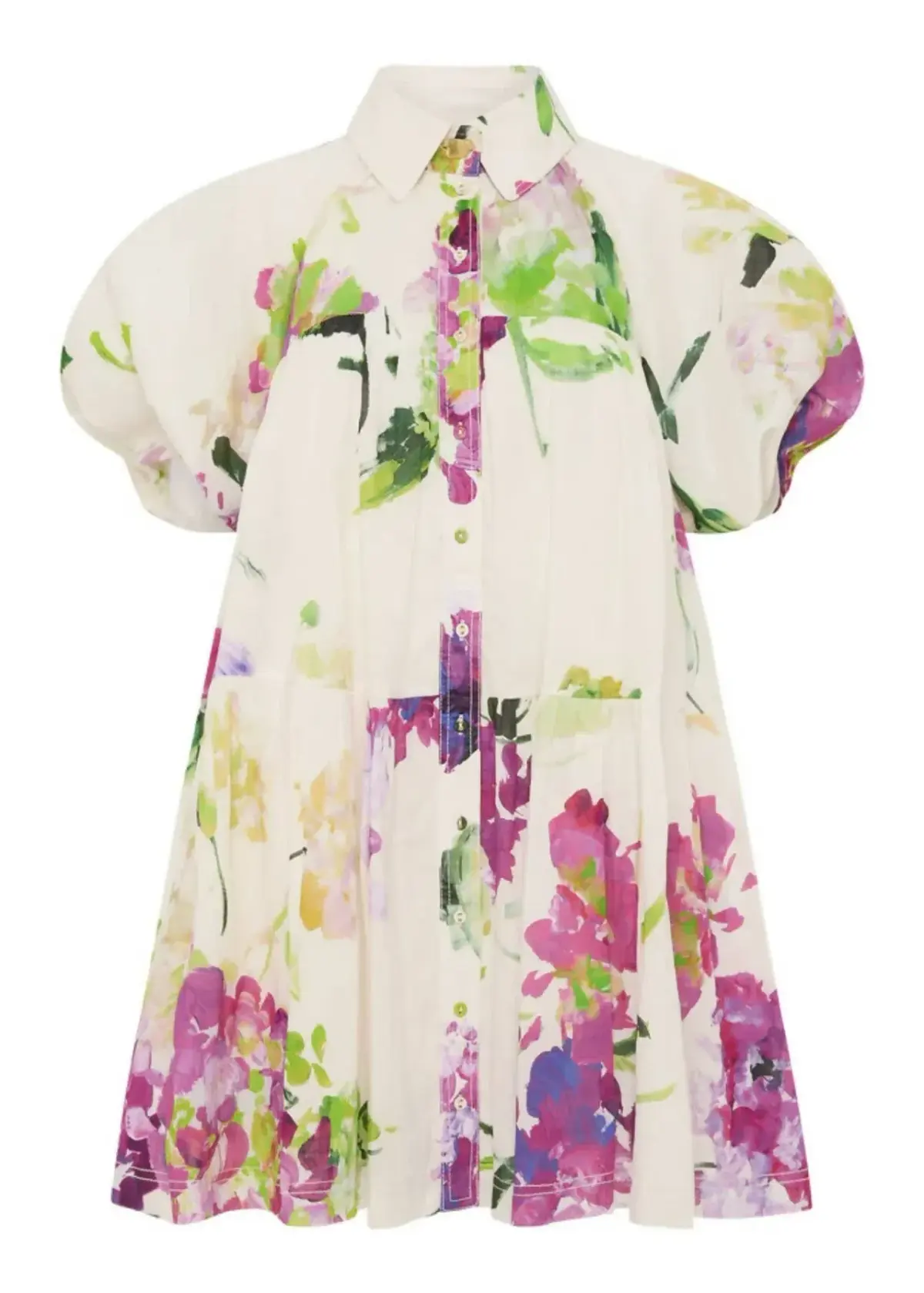 Aje Pablo Smock Mini Puff Sleeve Dress Wild Hydrangea Size 16 - Image 1