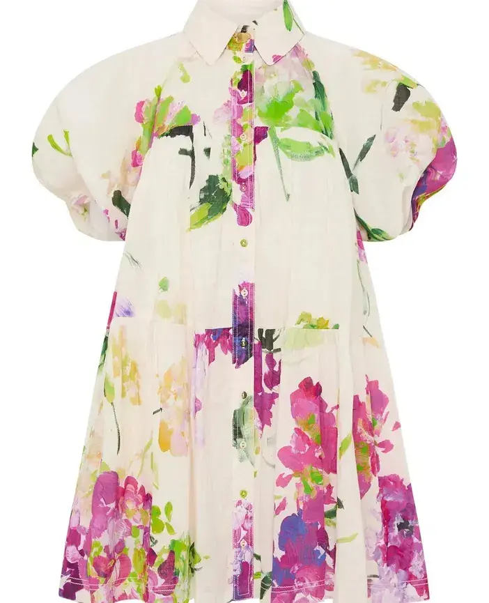 Aje Pablo Smock Mini Puff Sleeve Dress Wild Hydrangea Size 16 - Image 8