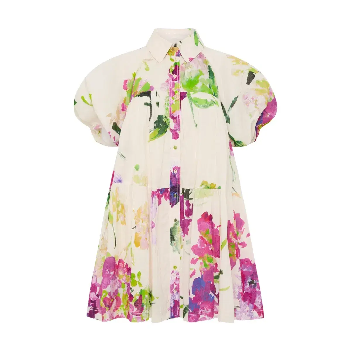 Aje Pablo Smock Mini Puff Sleeve Dress Wild Hydrangea Size 16 - Image 6