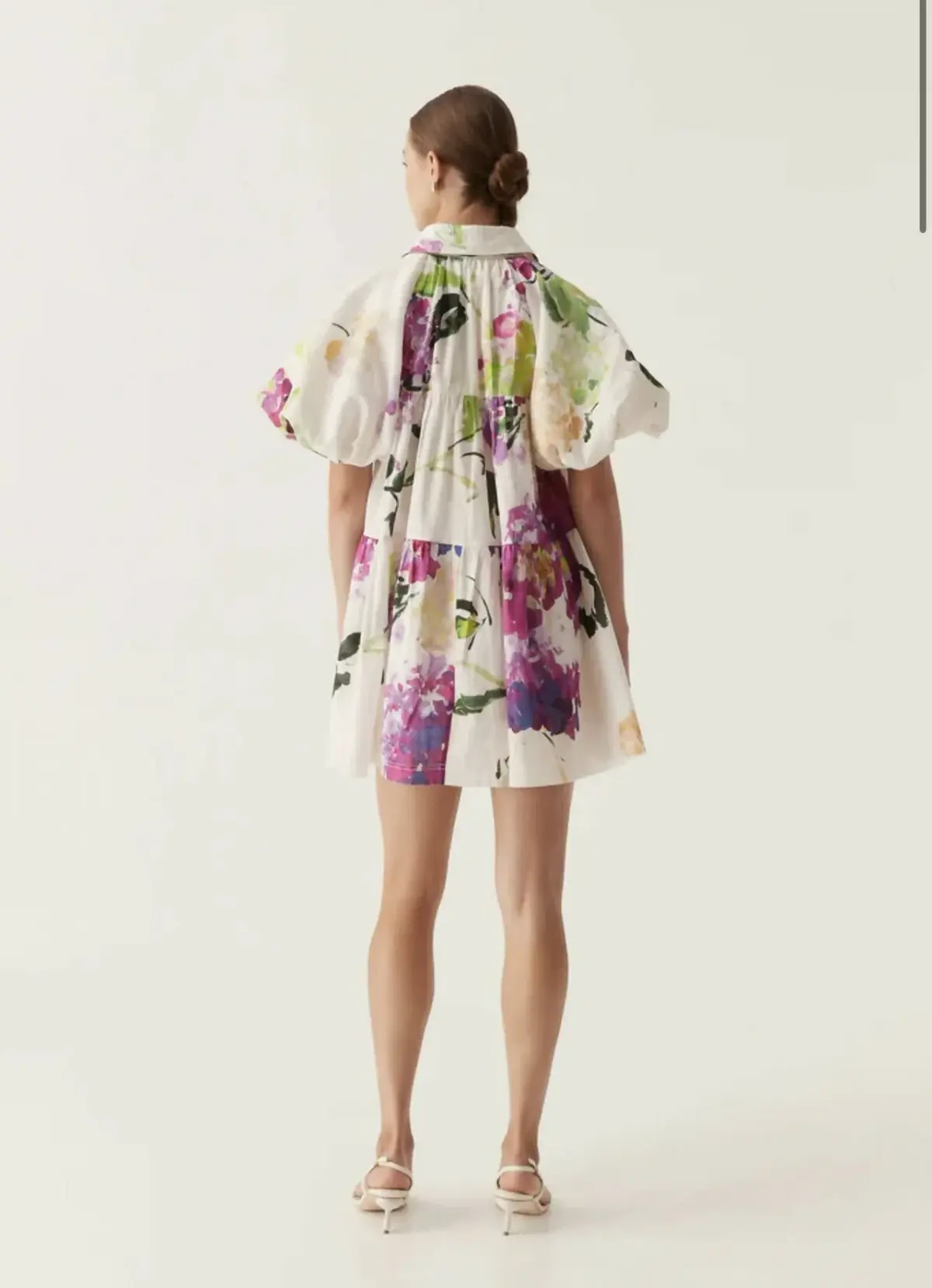 Aje Pablo Smock Mini Puff Sleeve Dress Wild Hydrangea Size 16 - Image 5