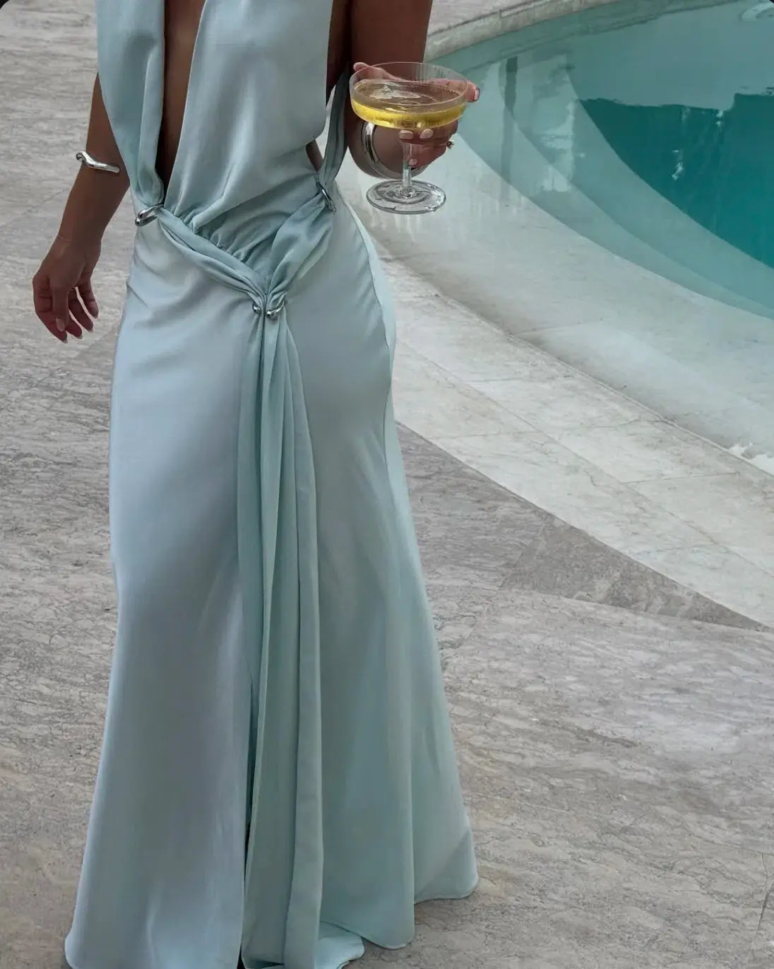 Misha Harlow Satin Maxi Dress Ice Blue 6 - Image 2