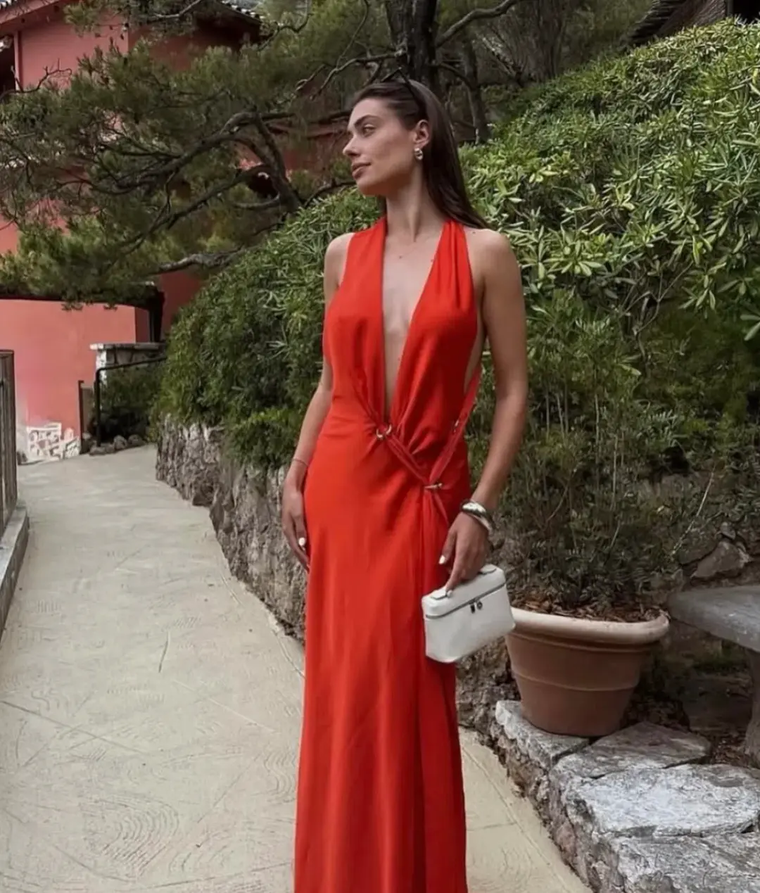 Misha Harlow Satin Maxi Dress chilli  for rent on The Volte - main image