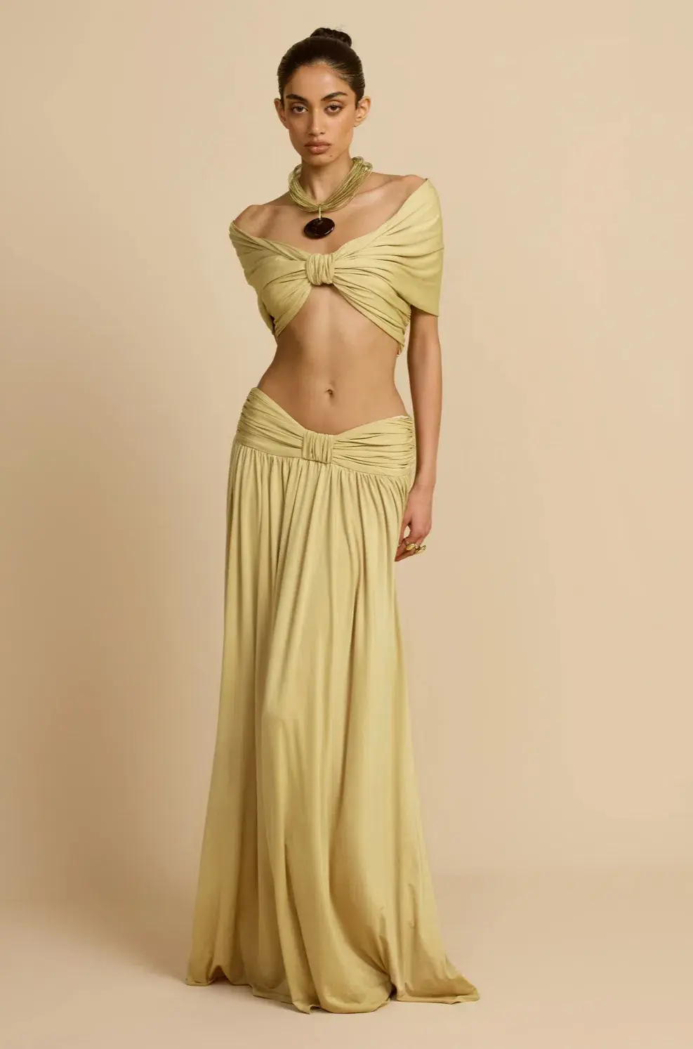 Arcina Ori Alessia Top & Maxi Skirt Set in Sand AU 6 for rent on The Volte - main image
