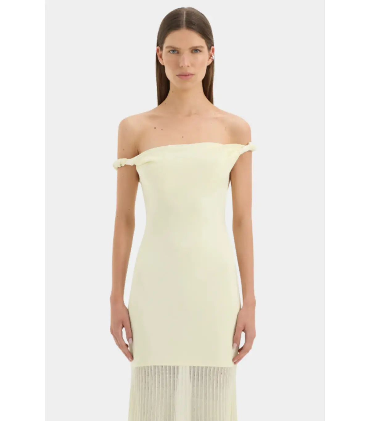Sir the Label Ella Off Shoulder Twist Dress in Lemon Sorbet Size 10 - Image 4