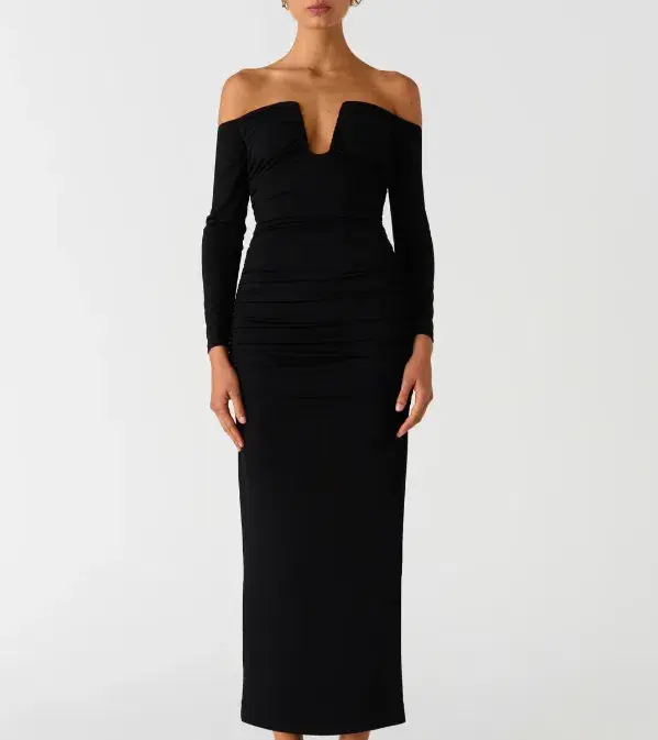 Misha Raelynn Matte Slinky Midi Dress Black Size 10/M - Image 1