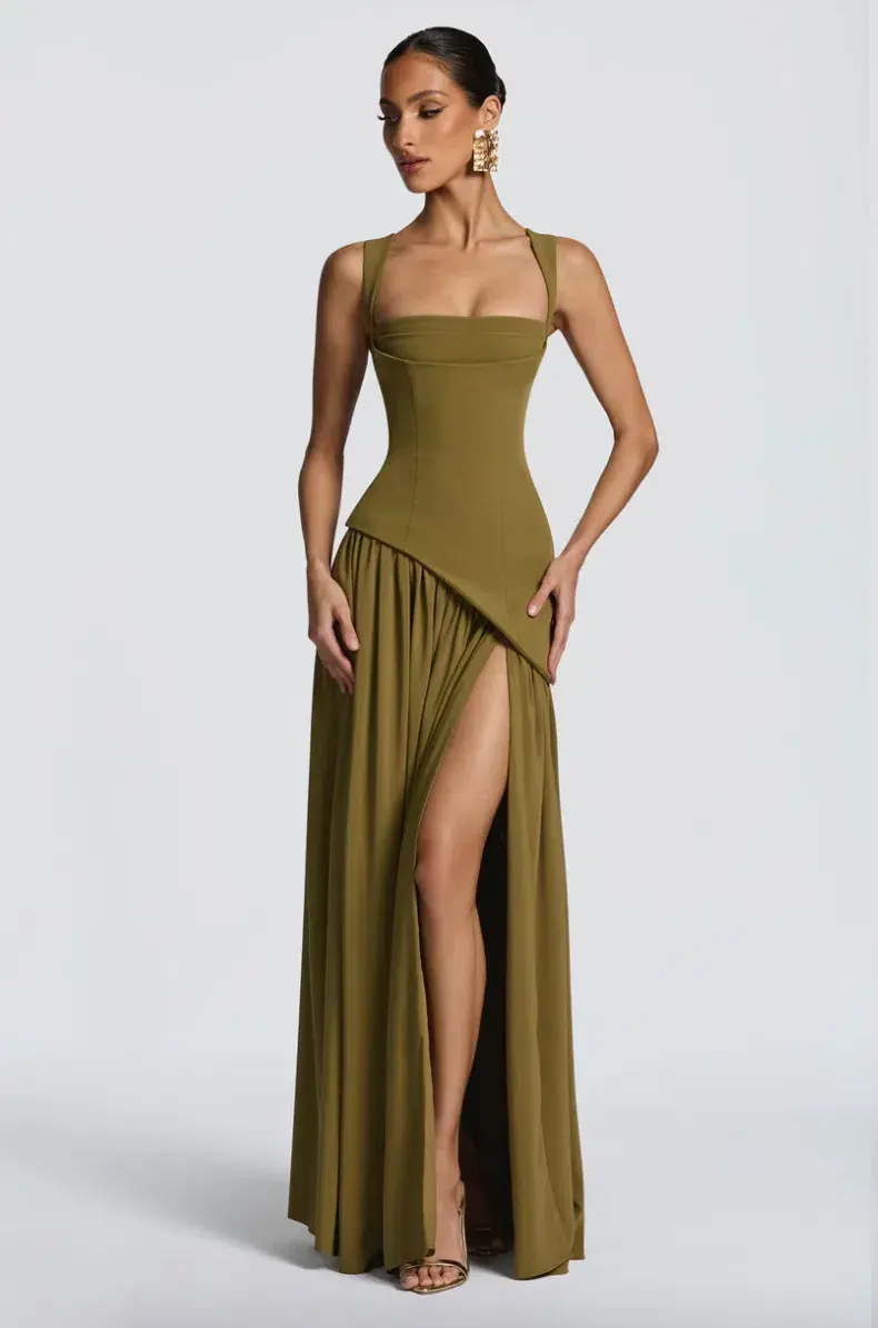 Tullulah Maxi Dress Deep Olive S/8 - Image 1