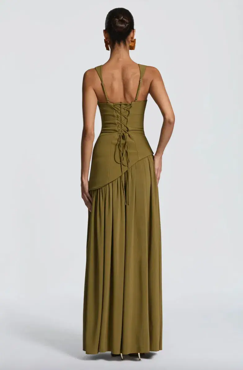 Tullulah Maxi Dress Deep Olive S/8 - Image 4