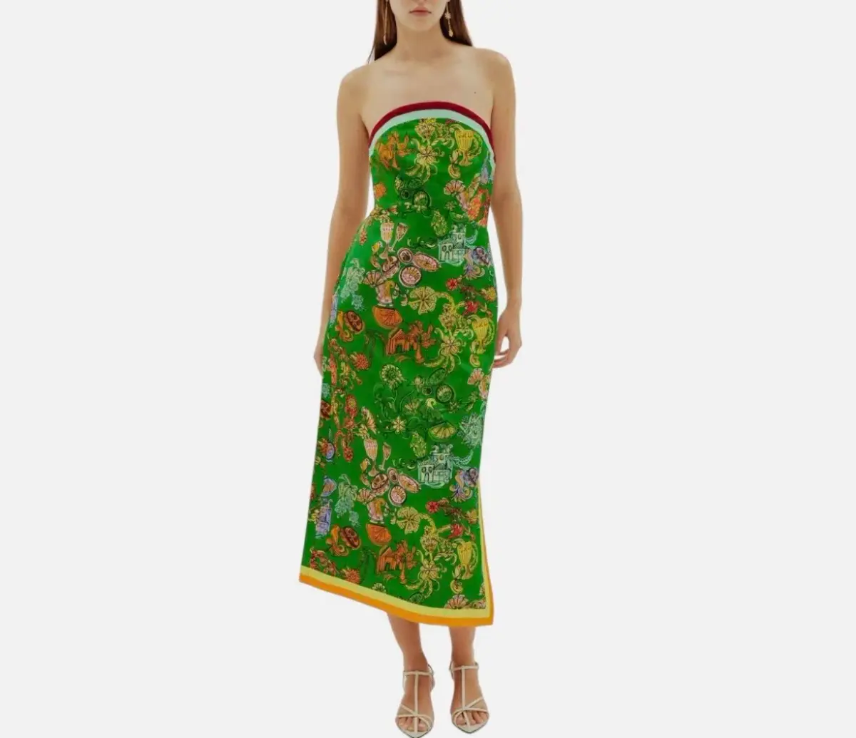 ALEMAIS FIESTA BODICE MIDI DRESS GREEN MULTI SIZE 8 - Image 7