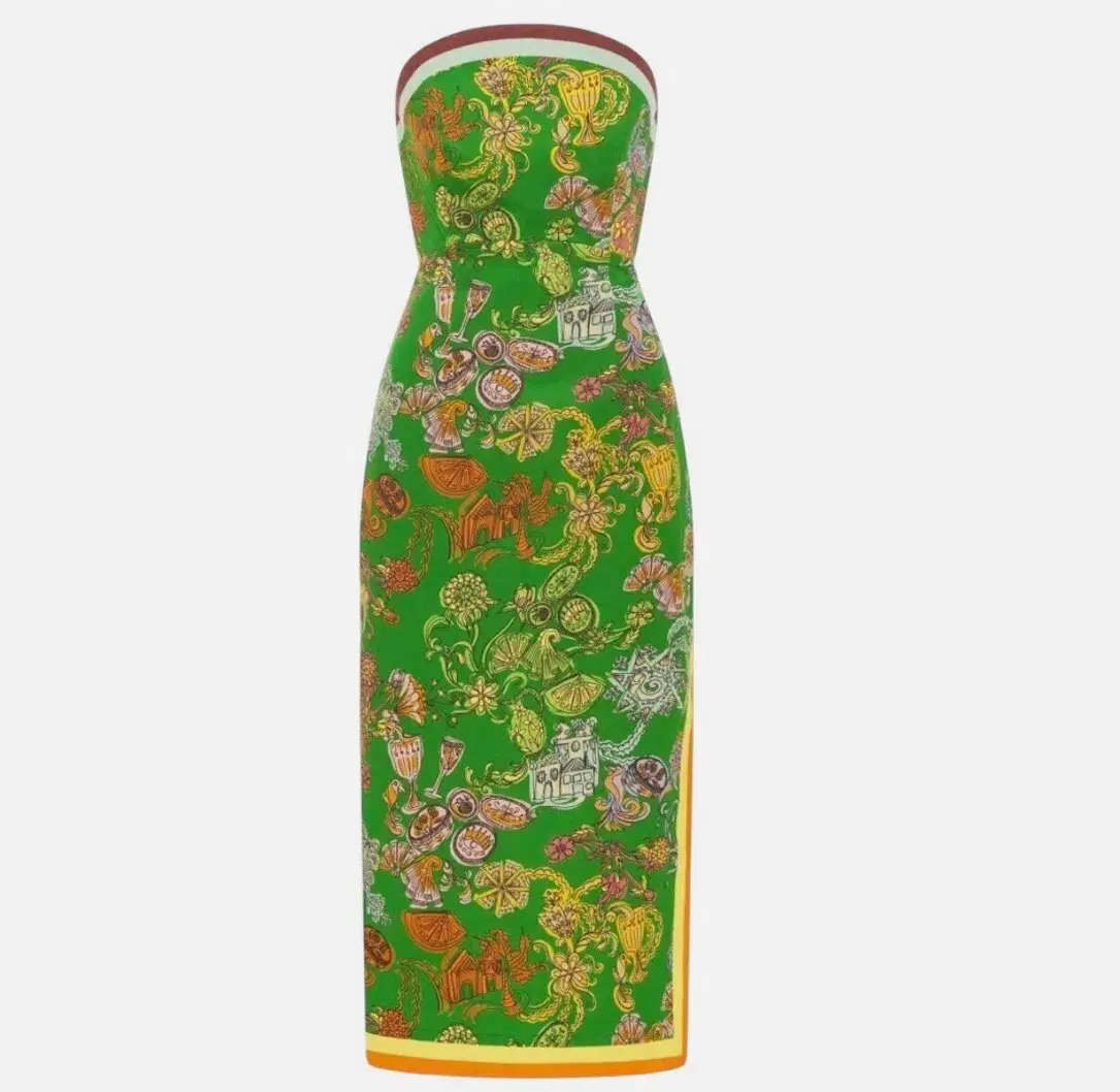 ALEMAIS FIESTA BODICE MIDI DRESS GREEN MULTI SIZE 8 - Image 5