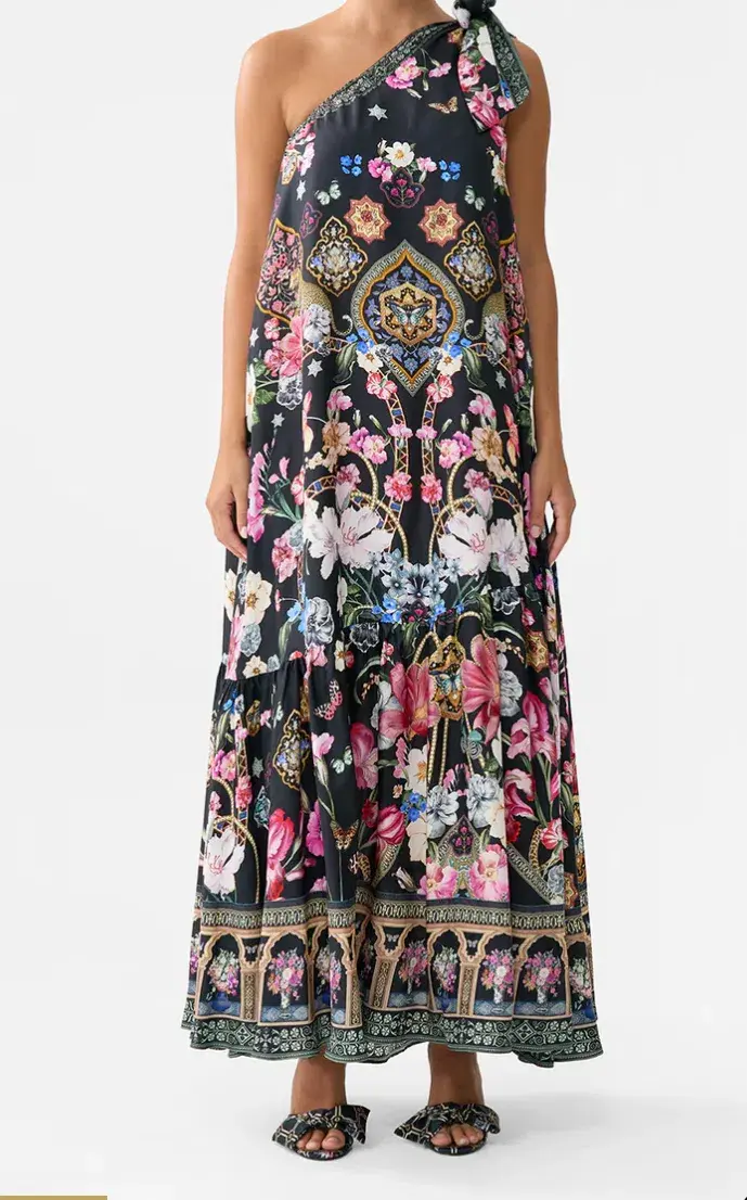 Camilla Tie One Shoulder Dress Midnight In Monserrate Size XS/S (8-10) - Image 1