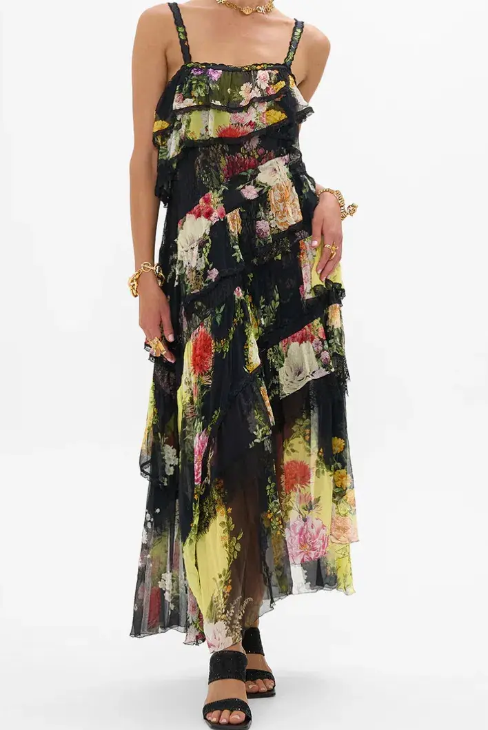 Camilla Asymmetric Spliced Lace Dress Adorned In Alexandria Size S (10) - Image 1