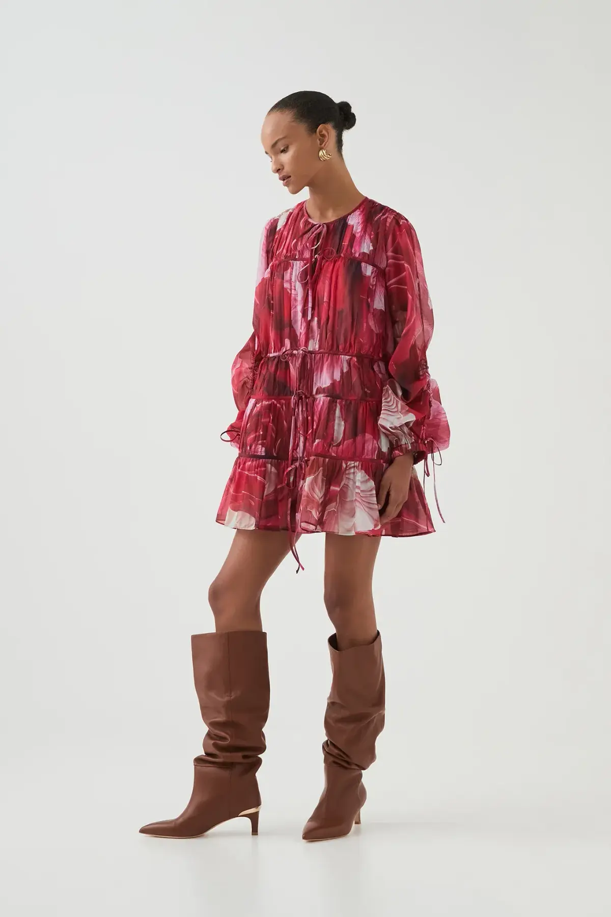 Aje Flora Mini Dress Prismatic Floral Red Size 6 / XS - Image 3