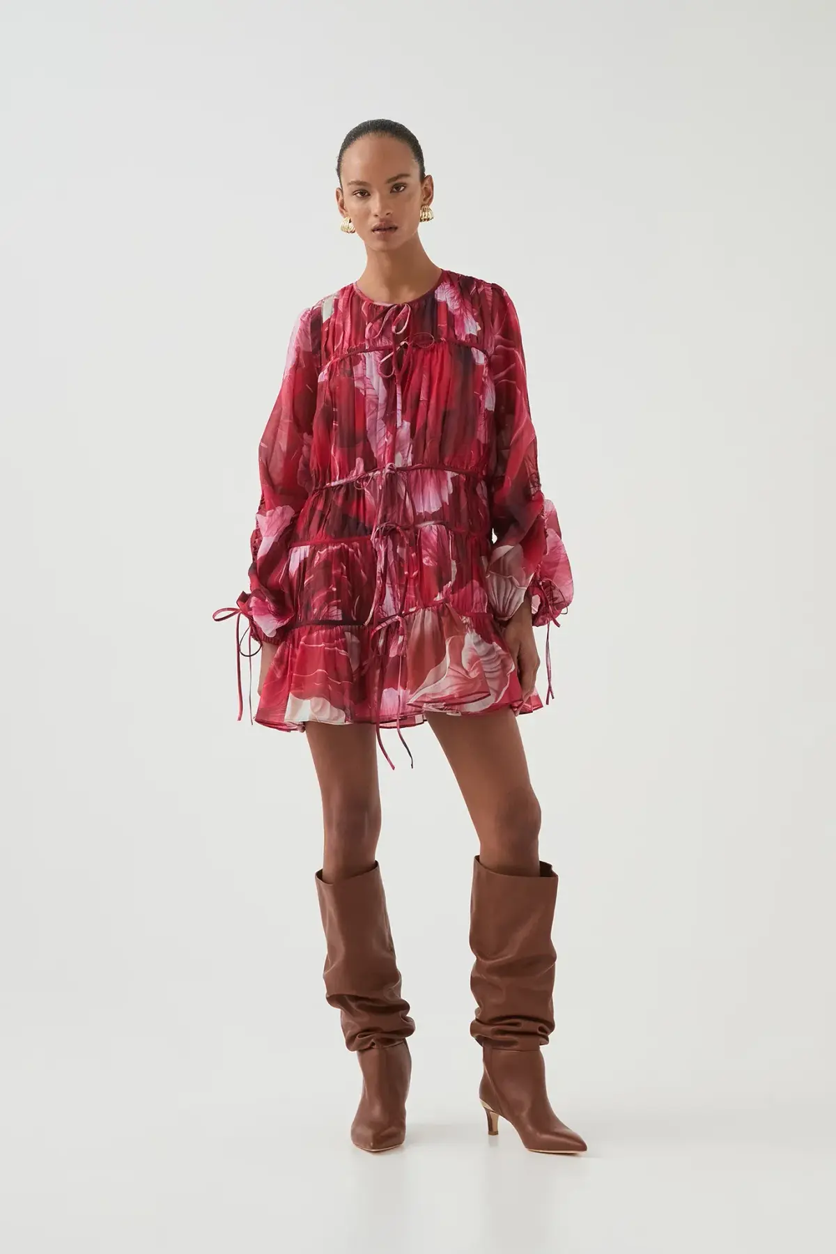 Aje Flora Mini Dress Prismatic Floral Red Size 6 / XS - Image 5