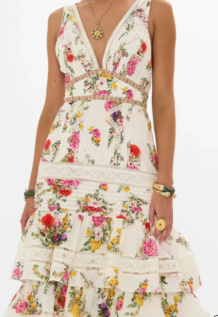 Camilla Tiered Ruffle Hem Dress Egyptian Rose Size M (12) - Image 3