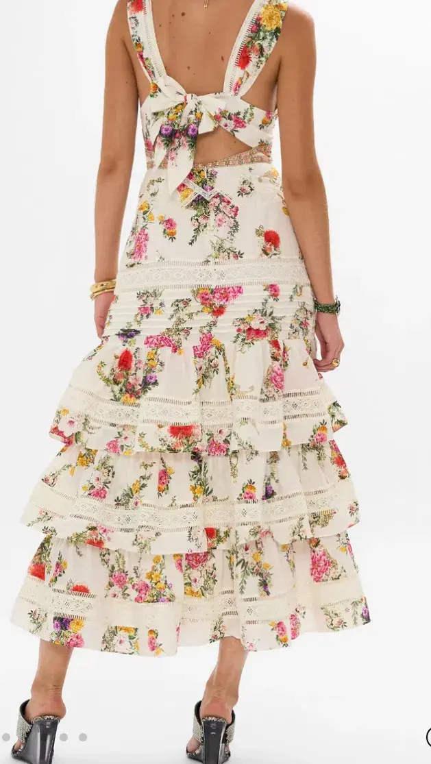 Camilla Tiered Ruffle Hem Dress Egyptian Rose Size M (12) - Image 2