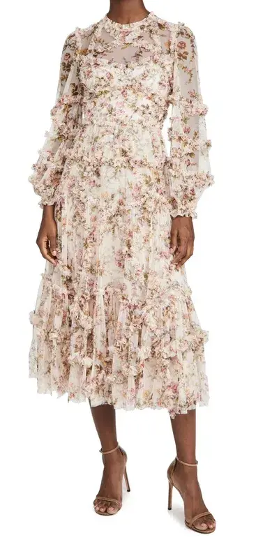 Needle and thread Garland flora ruffled midi dress. Size 16-18au - Image 1