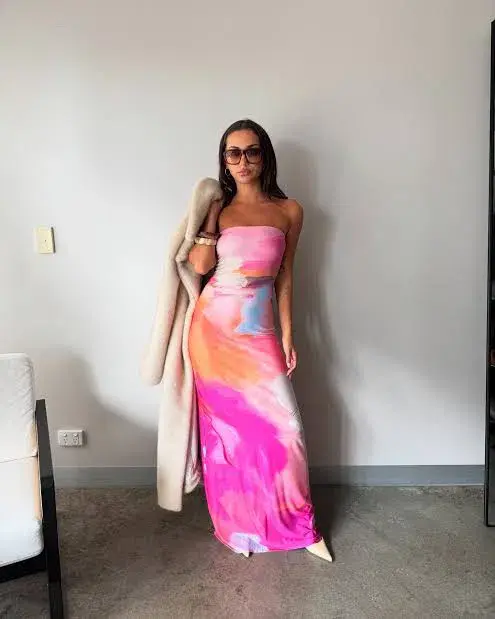 WITH HARPER LU STRAPLESS SLIP MAXI DRESS ABSTRACT ART SIZE XS Aus6-8 - Image 6