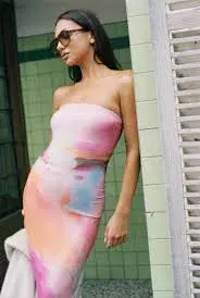 WITH HARPER LU STRAPLESS SLIP MAXI DRESS ABSTRACT ART SIZE XS Aus6-8 - Image 8