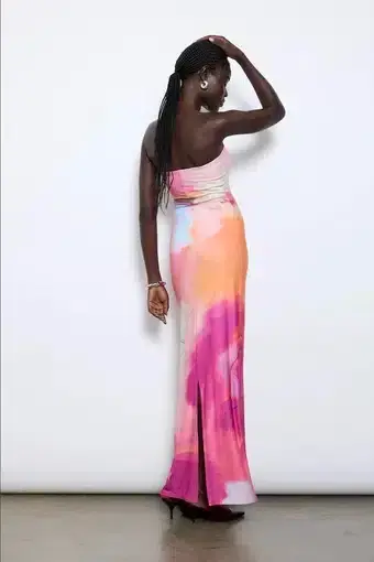 WITH HARPER LU STRAPLESS SLIP MAXI DRESS ABSTRACT ART SIZE XS Aus6-8 - Image 9