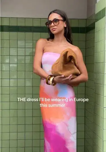 WITH HARPER LU STRAPLESS SLIP MAXI DRESS ABSTRACT ART SIZE XS Aus6-8 - Image 4