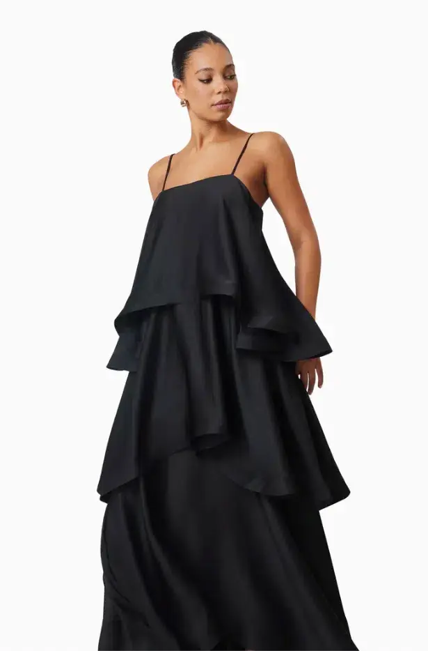 Tilly Tiered Maxi Dress in Black in XXL - Image 5