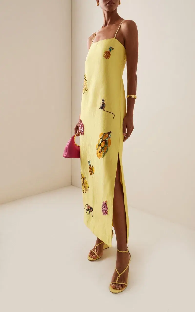 ALEMAIS Diamond Dancer Midi Dress Yellow 10 for rent on The Volte - main image