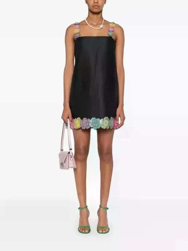 ALEMAIS Lolita Floral Beaded Mini Dress Black 10 AU - Image 1