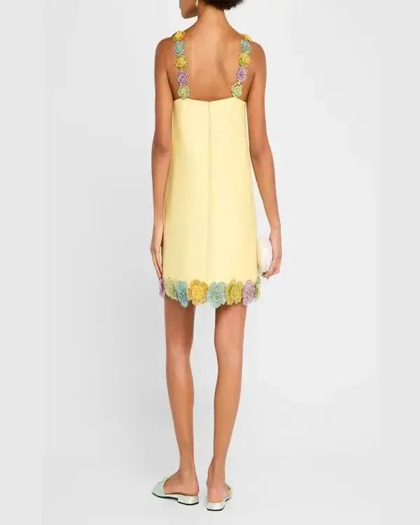 ALEMAIS Lolita Floral Beaded Mini Dress Yellow 10 AU - Image 10
