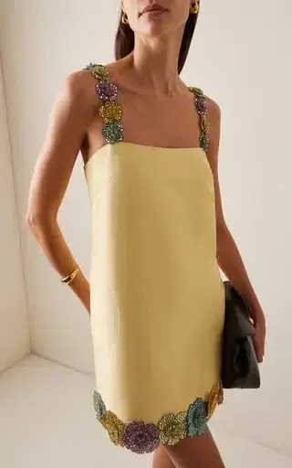 ALEMAIS Lolita Floral Beaded Mini Dress Yellow 10 AU - Image 2