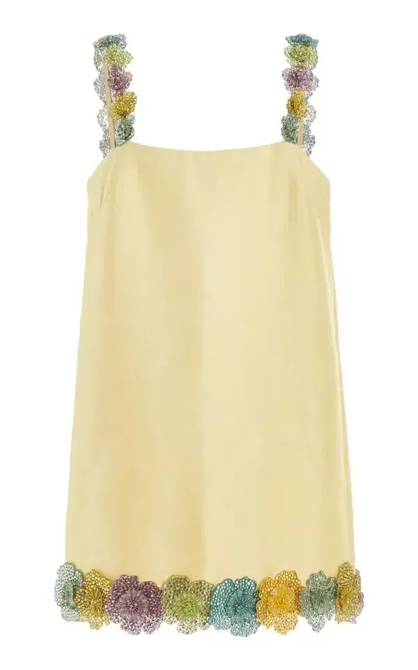 ALEMAIS Lolita Floral Beaded Mini Dress Yellow 10 AU - Image 11