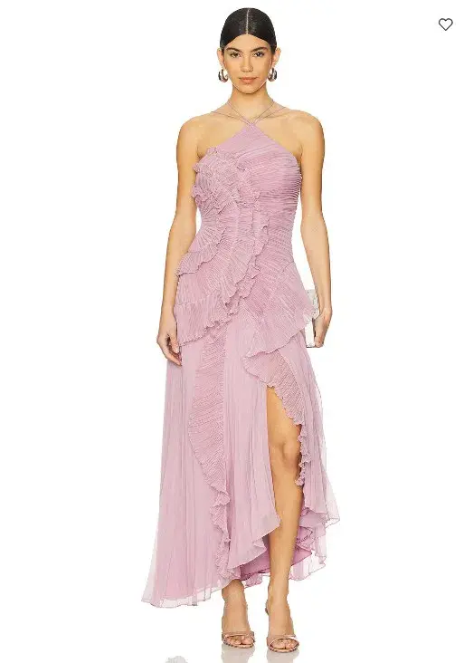 Amur Lorelie Midi Halter Gown Dress Water Hyacinth Pink Size AU 12 /US 8 for rent on The Volte - main image