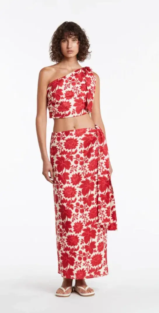 SIR THE LABEL CINTA SET TIE CROP TOP AND SKIRT SET Valentina PRINT TOP 1 SKIRT 0 - Image 1