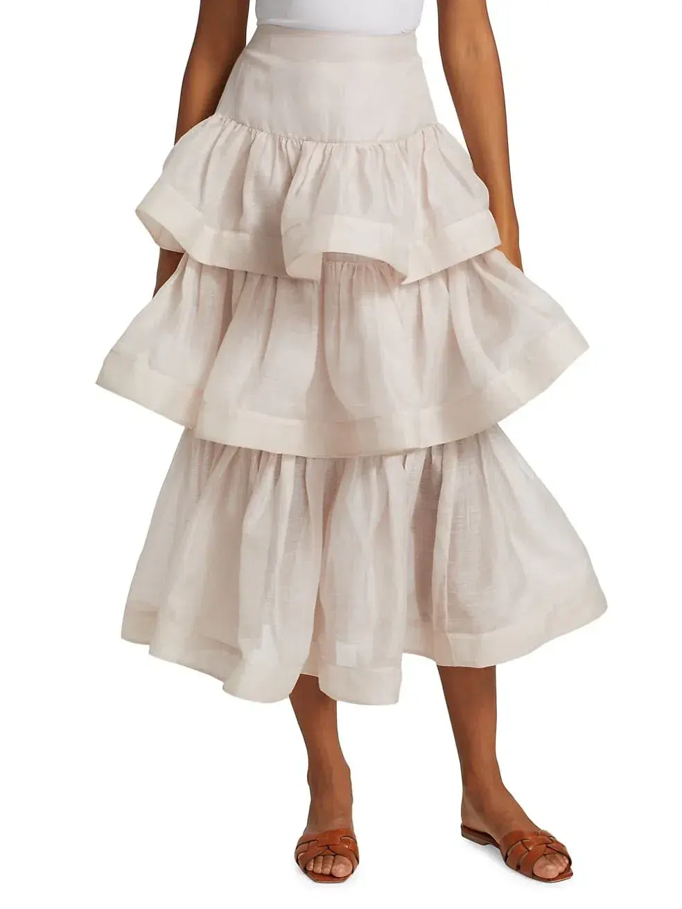 Zimmermann Rhythmic Ruffle Bodice And Tiered Midi Skirt Set Size 2 AUS 12 - Image 3