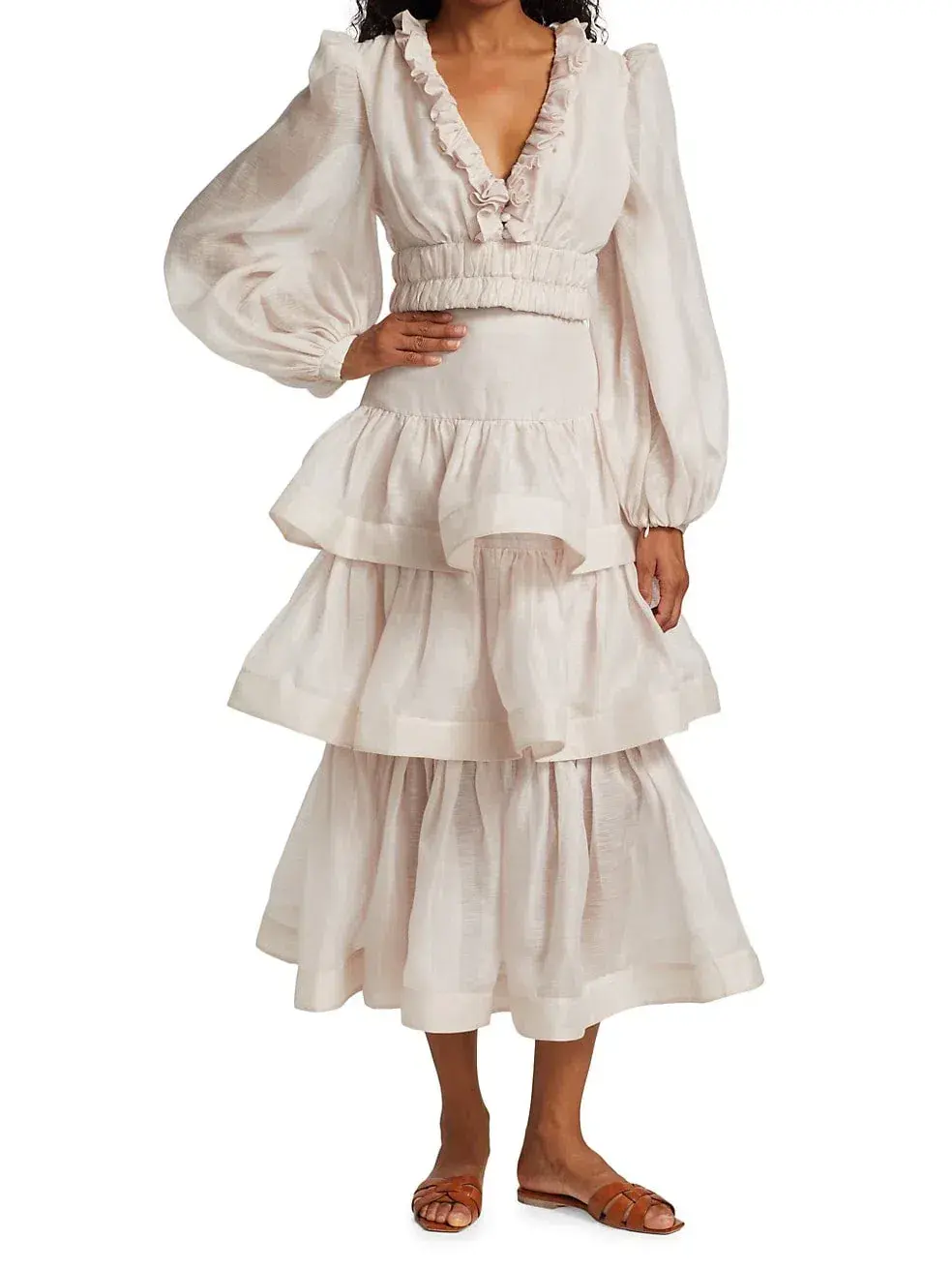 Zimmermann Rhythmic Ruffle Bodice And Tiered Midi Skirt Set Size 2 AUS 12 - Image 1