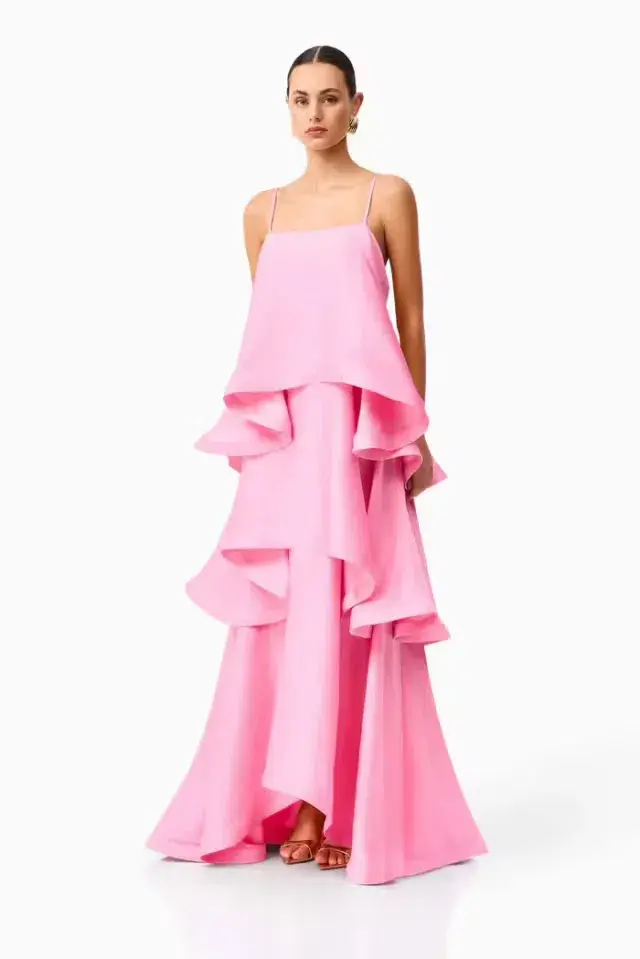 ELLIATT TILLY TIERED MAXI DRESS IN PINK SIZE 10 (M) for rent on The Volte - main image
