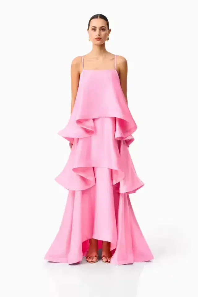 ELLIATT TILLY TIERED MAXI DRESS IN PINK SIZE 10 (M) for rent on The Volte - main image